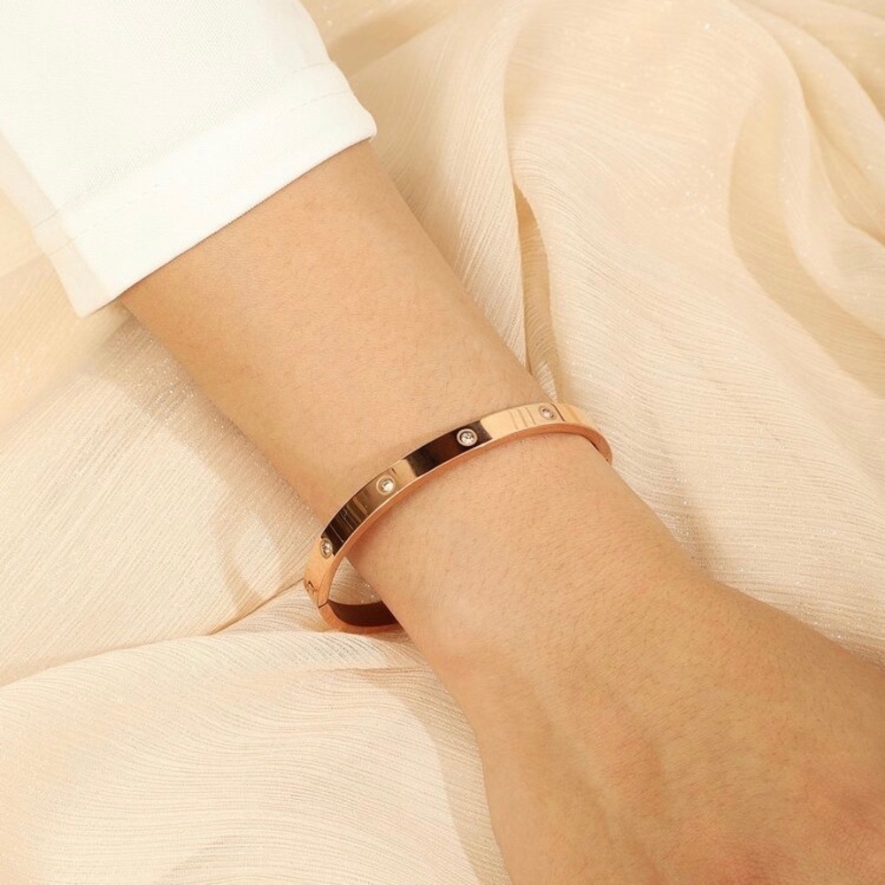 Women’s Rhinestone decor bangle rose‎ gold